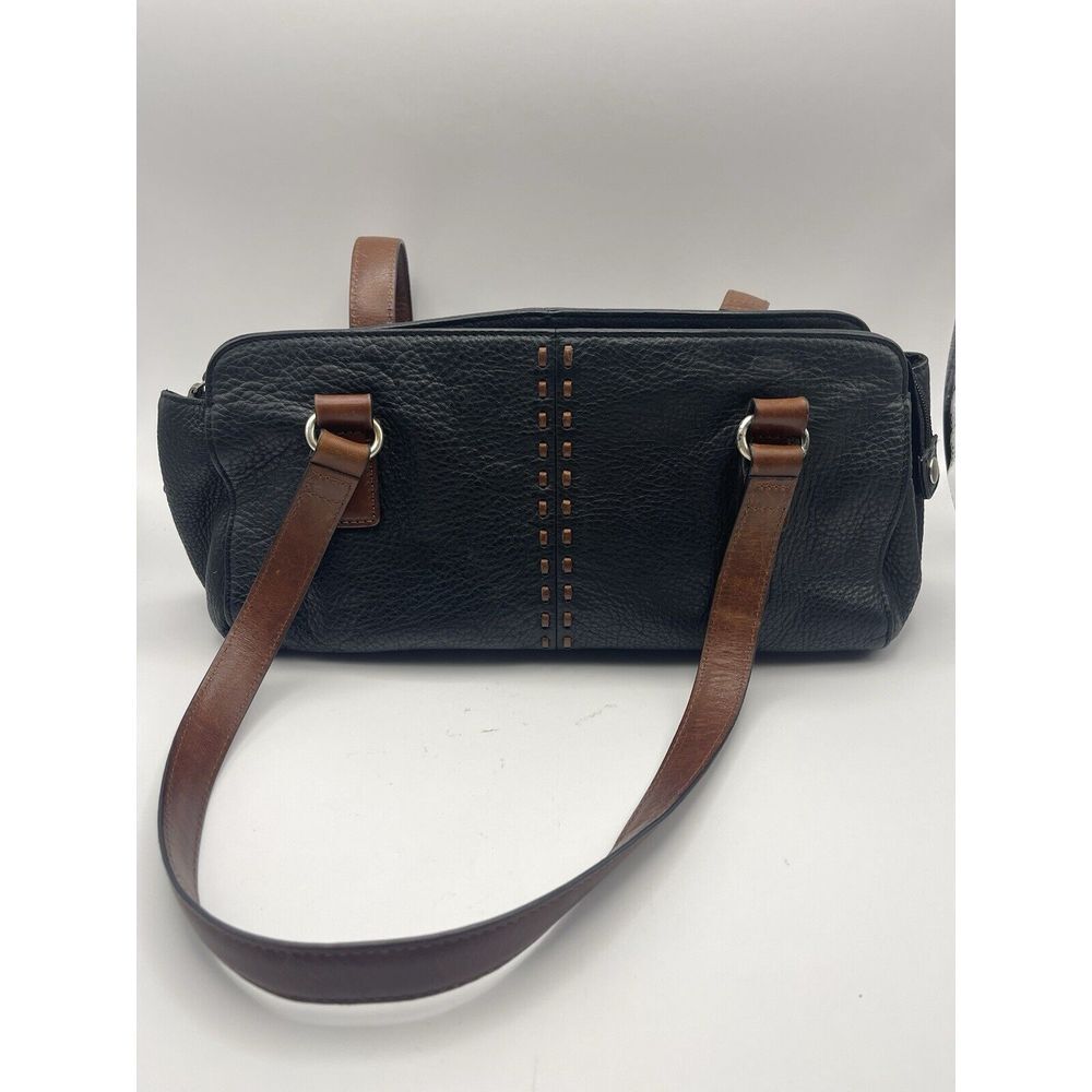 Fossil Coronado Pebbled Leather Black/Brown Hand Bag East West